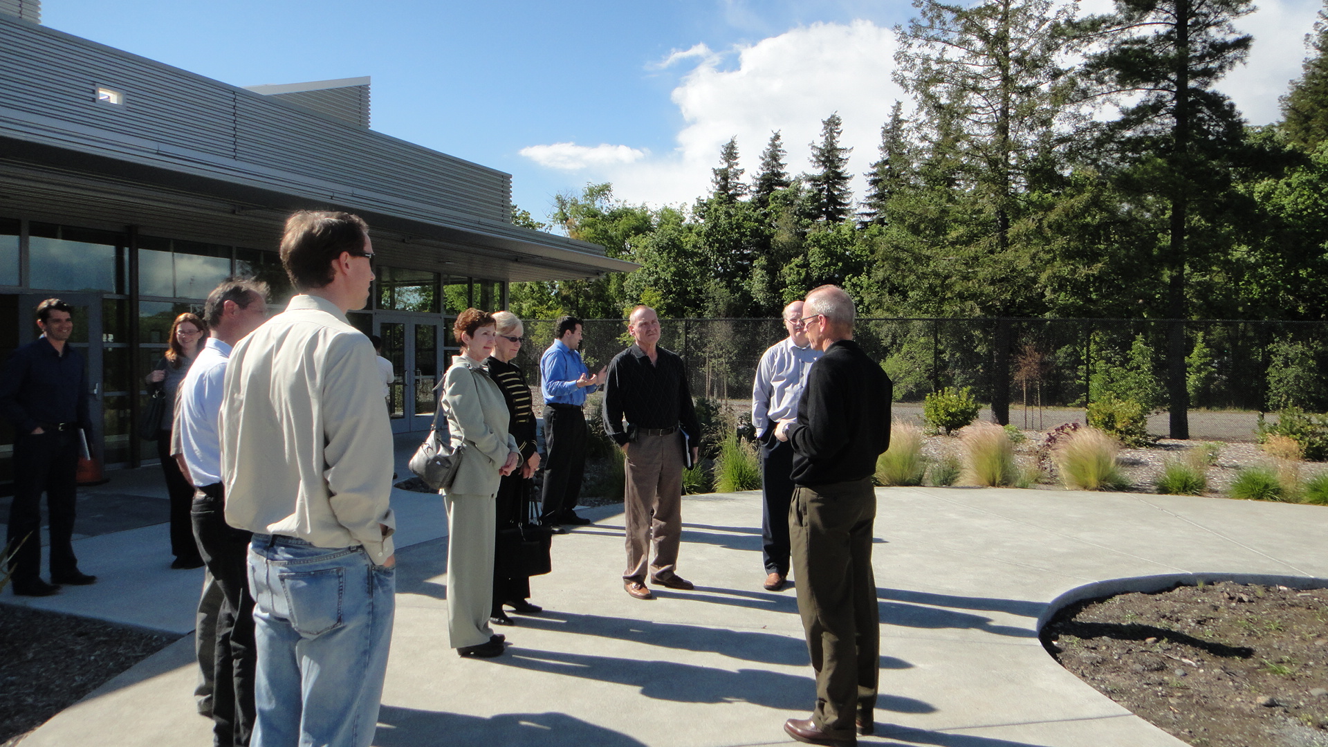 TLCD Principal Mark Adams leads the tour group.