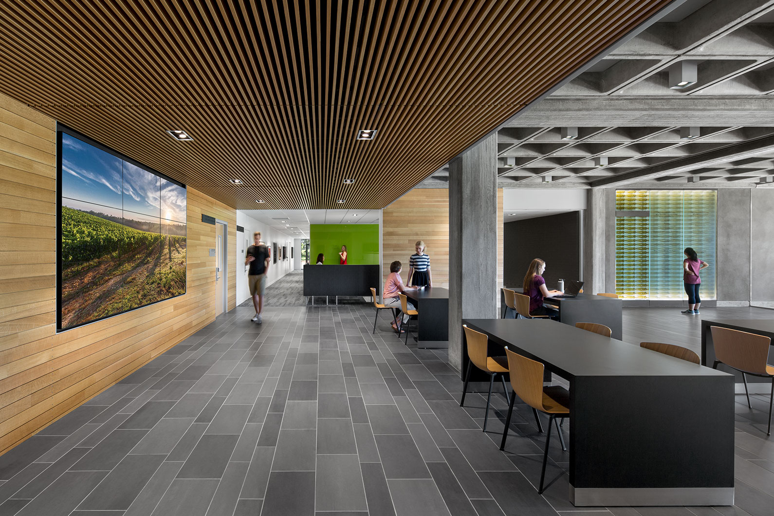 Main hallway at entry to Wine Spectator Learning Center, Sonoma State University