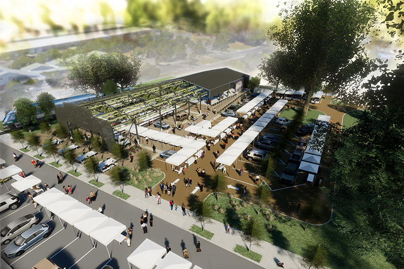 City of Healdsburg, historic Cerri Building, pavilion at 3 north