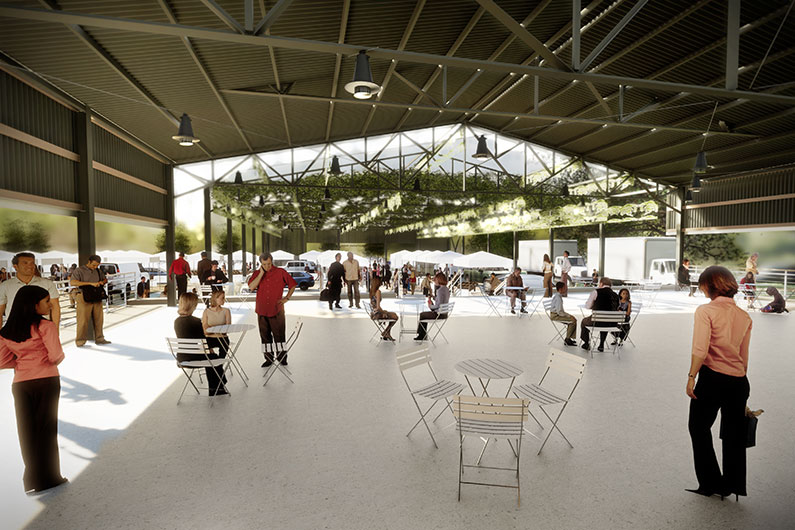 City of Healdsburg, historic Cerri Building, pavilion at 3 north