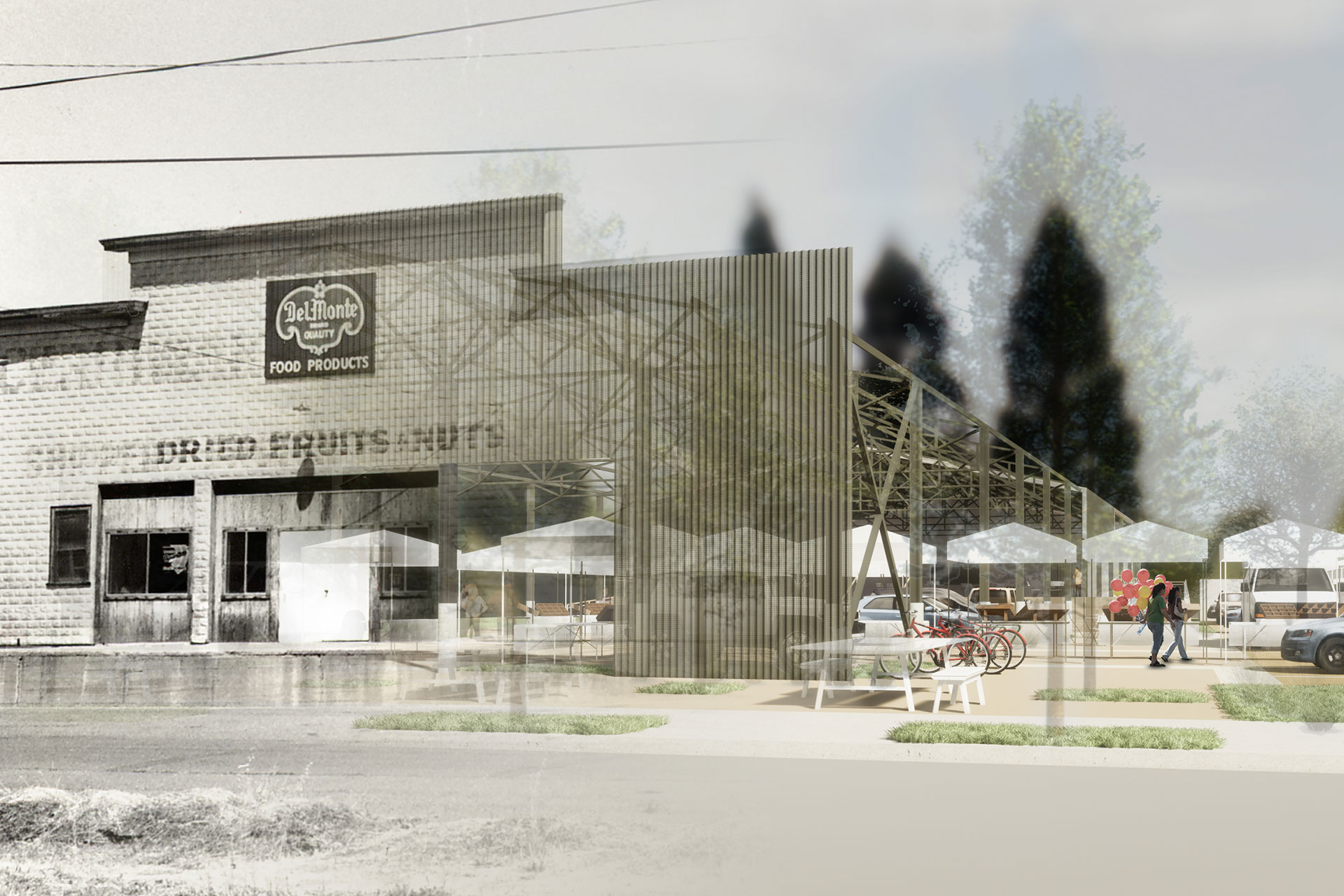 City of Healdsburg, historic Cerri Building, pavilion at 3 north