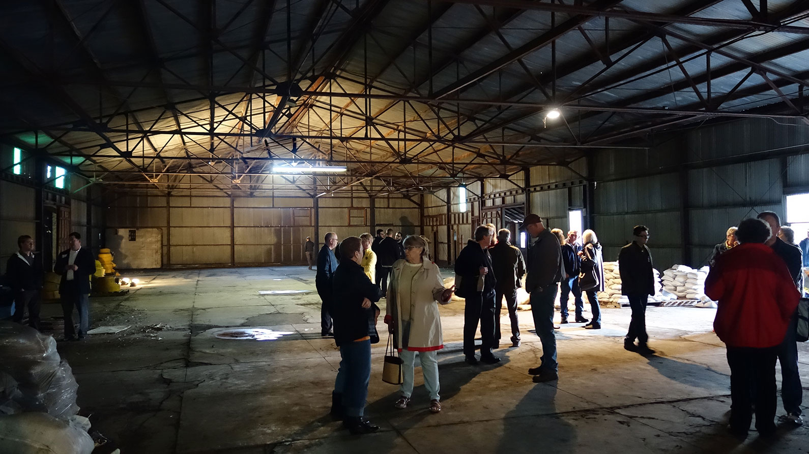 Group touring City of Healdsburg, historic Cerri Building