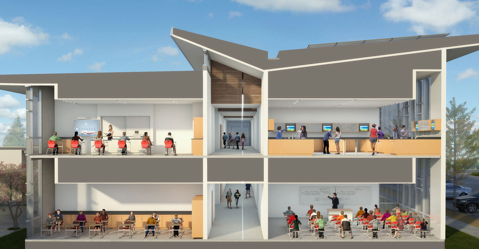 Santa Rosa City Schools, Montgomery High School, Classroom Building, TLCD Architecture