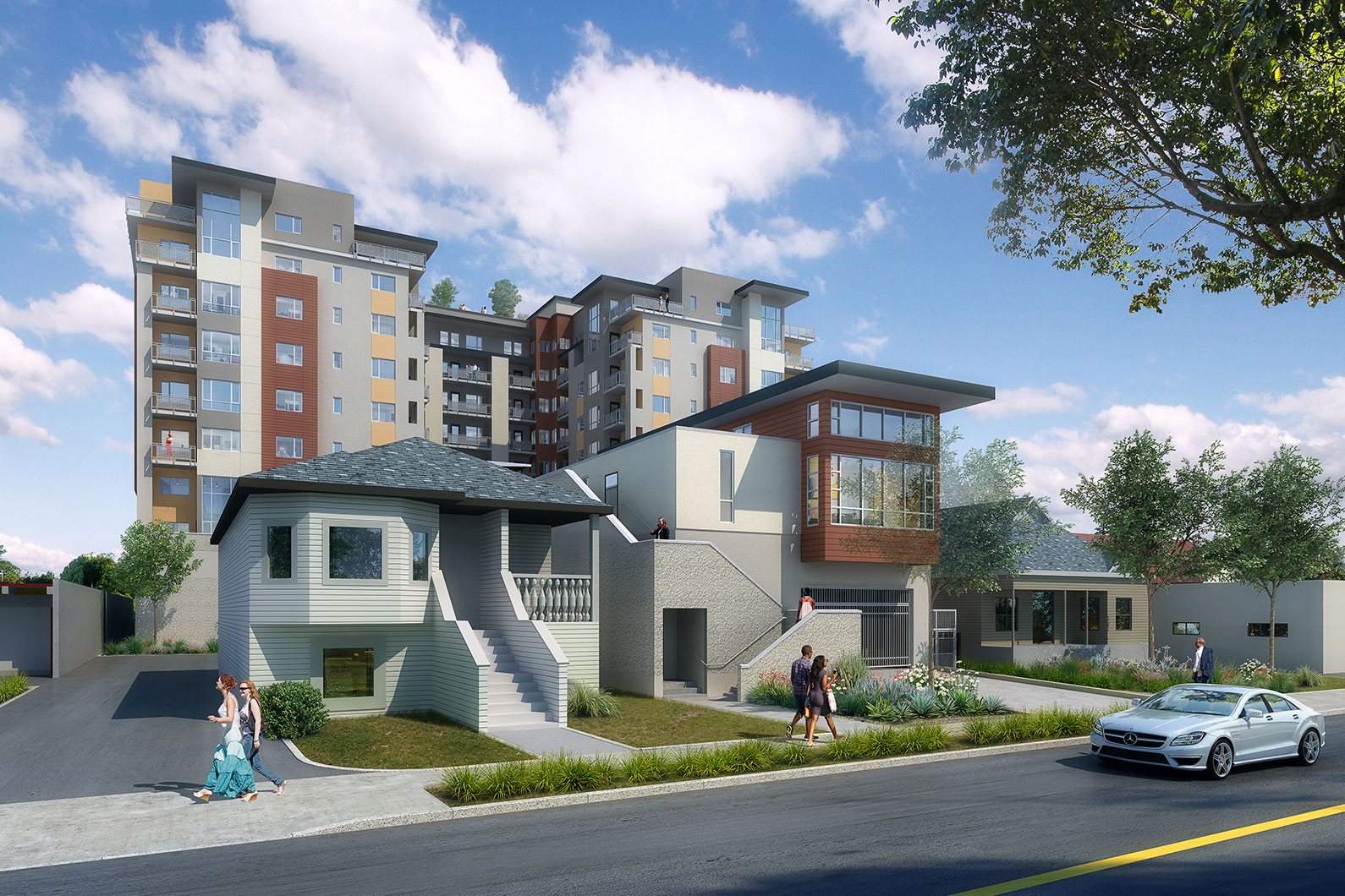 Exterior rendering of 888 Fourth Street, Multifamily Development, Santa Rosa, CA