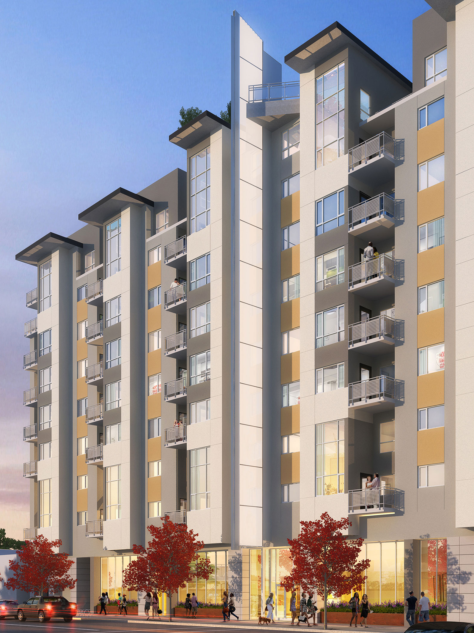 Exterior rendering of 888 Fourth Street, Multifamily Development, Santa Rosa, CA