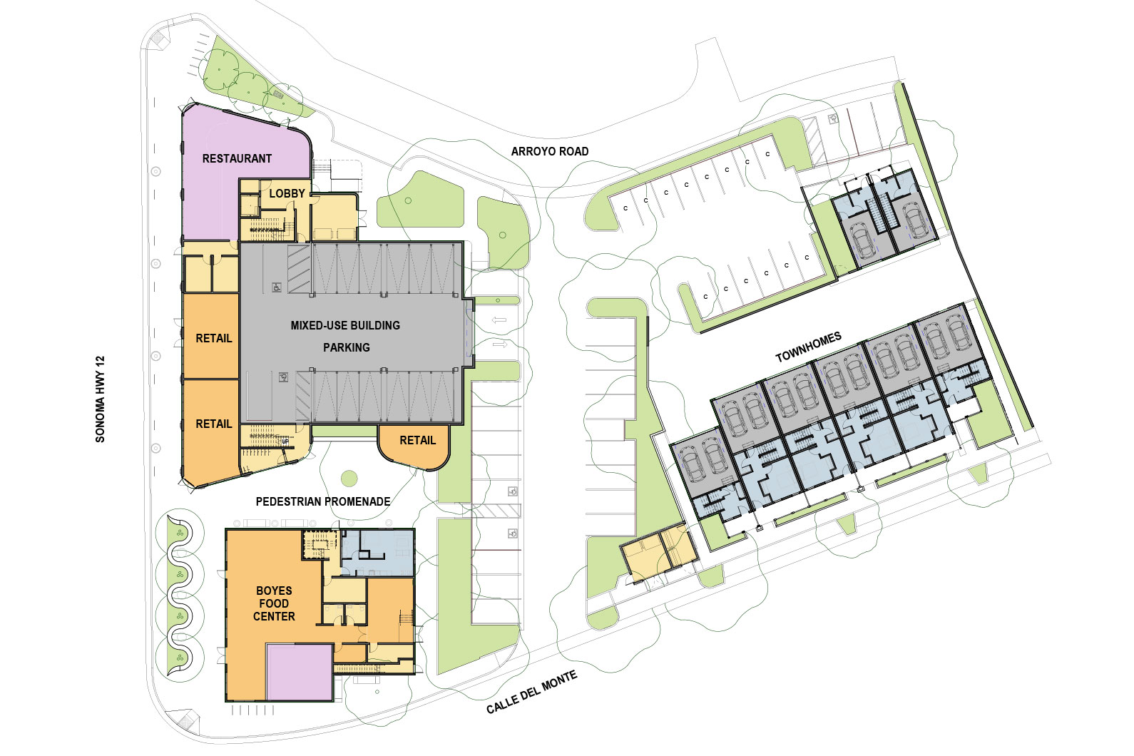 Boyes Food Center, TLCD Architecture, Boyes Hot Springs, Multifamily, Mixed Use, Springs Specific Plan