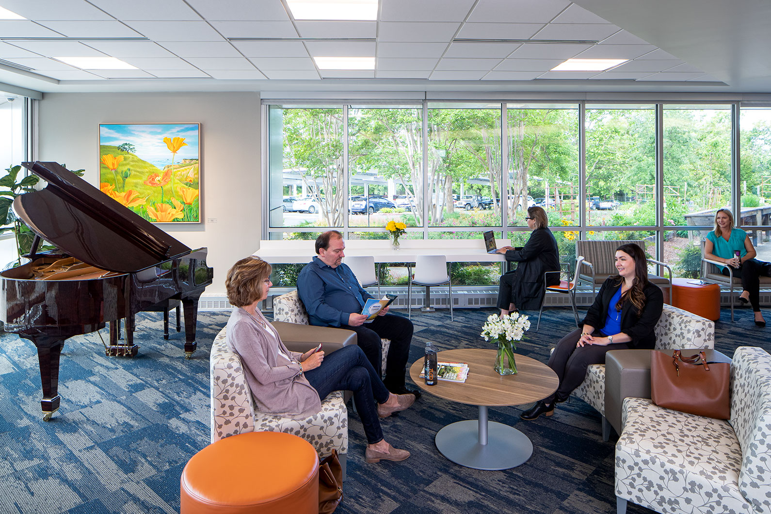 Group of people waiting in lobby at Kaiser Permanente Santa Rosa Lobby