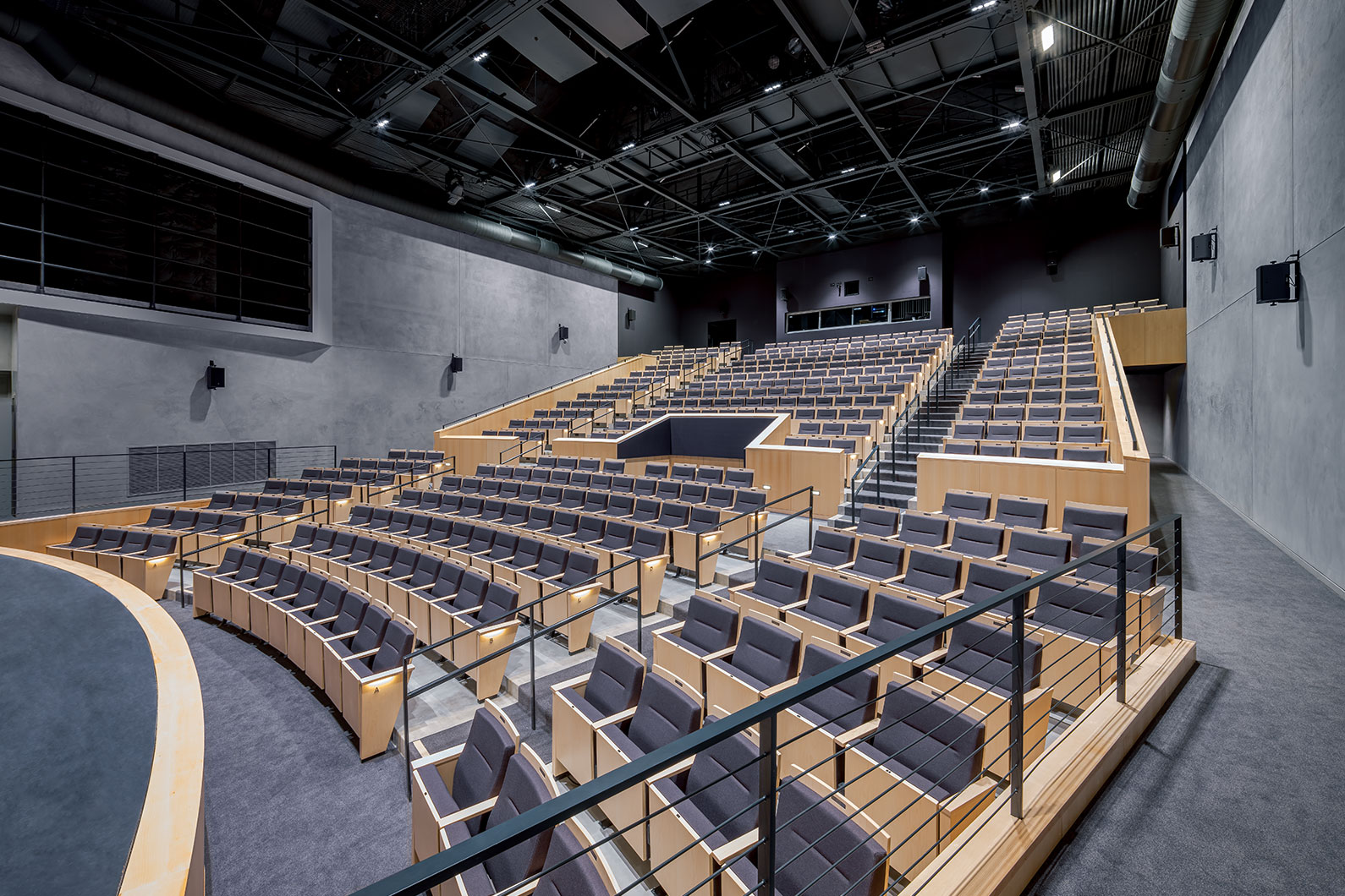 Interior photo of SRJC Burbank Auditorium looking towards audience seating