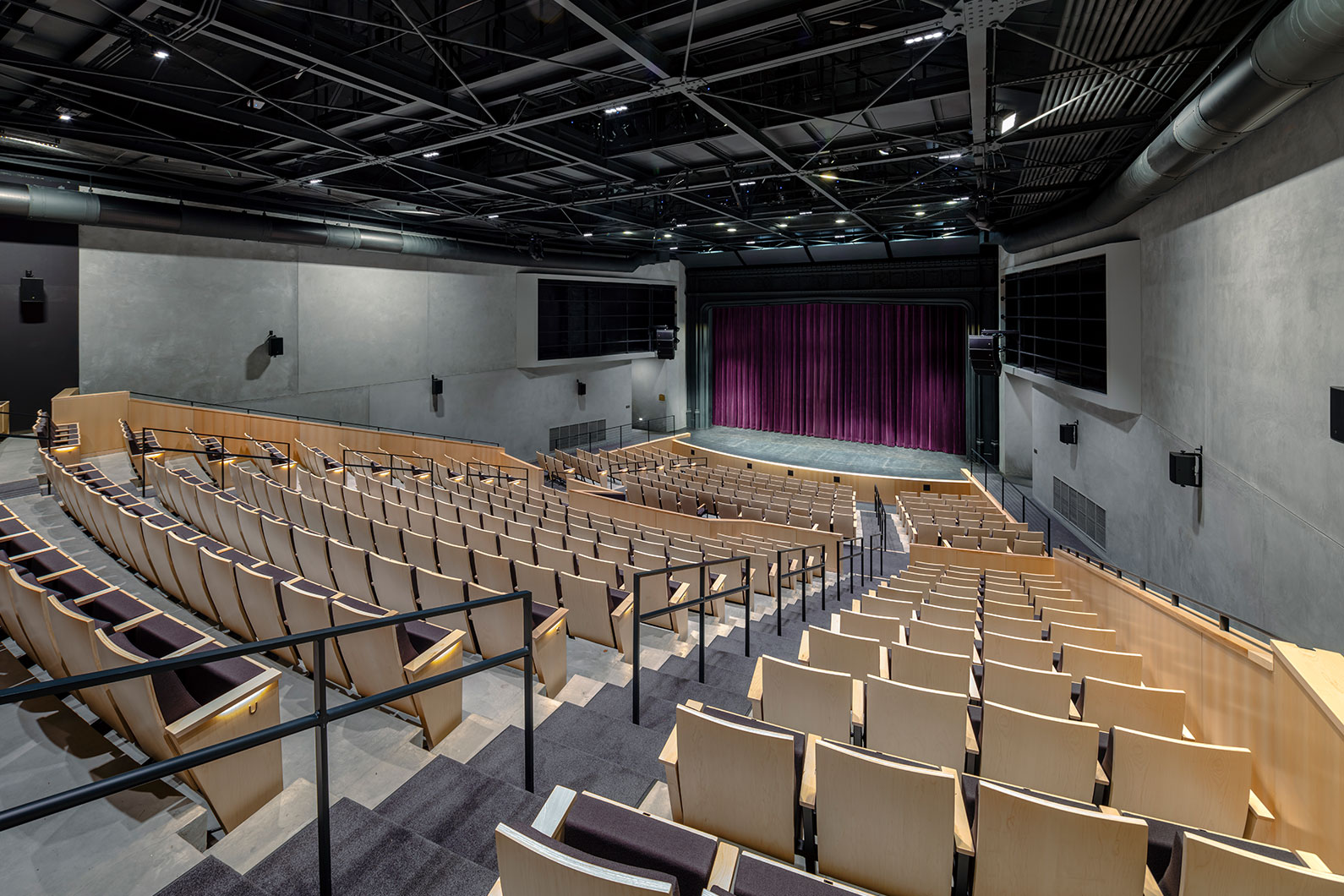 Interior photo of SRJC Burbank Auditorium looking towards stage