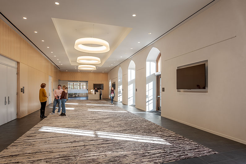 Interior photo of SRJC Burbank Auditorium lobby