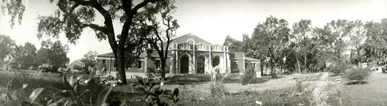 Historic photo of Burbank Auditorium on SRJC Santa Rosa campus
