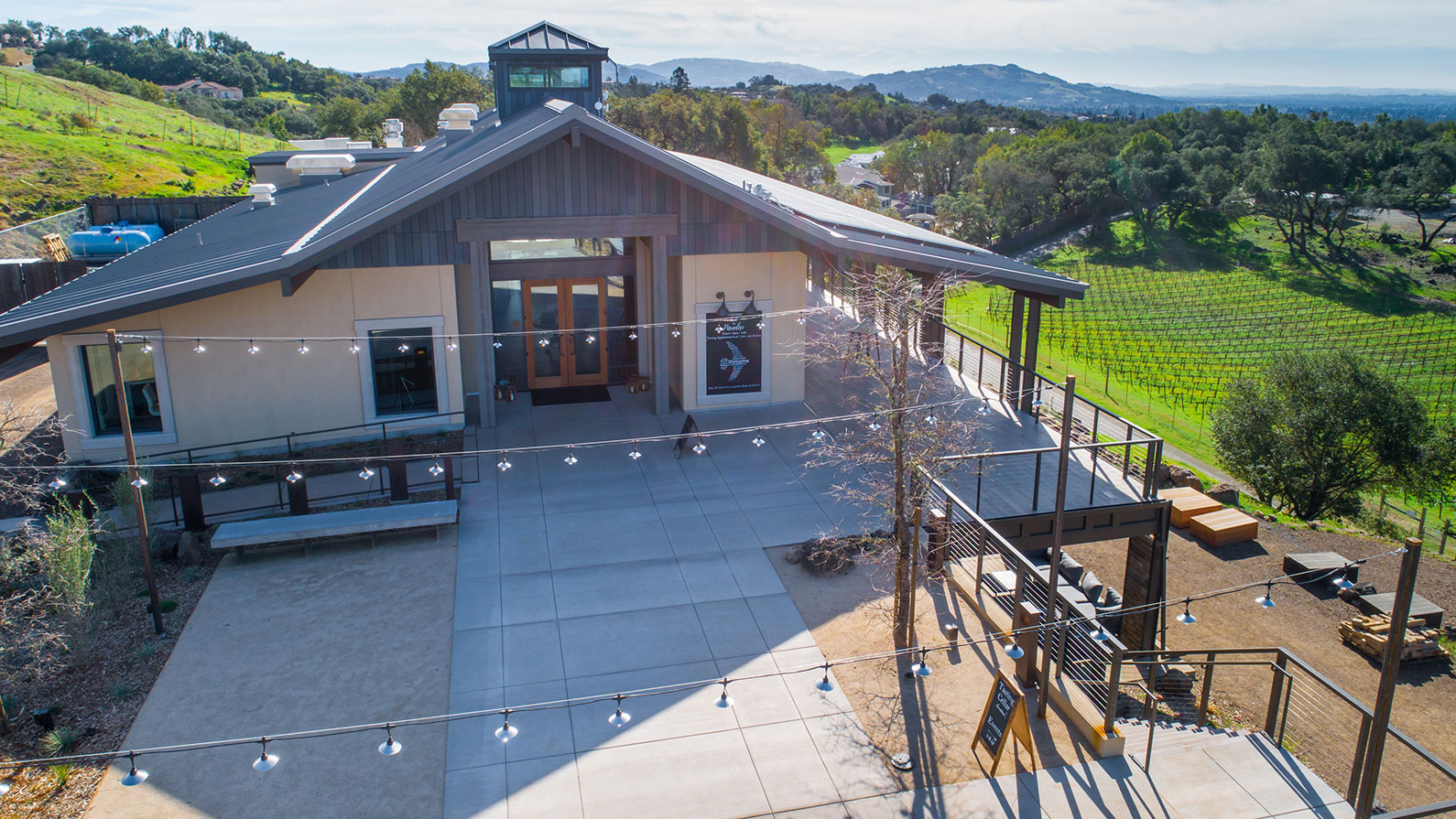 Exterior view of entrance to Event Center at Paradise Ridge Winery