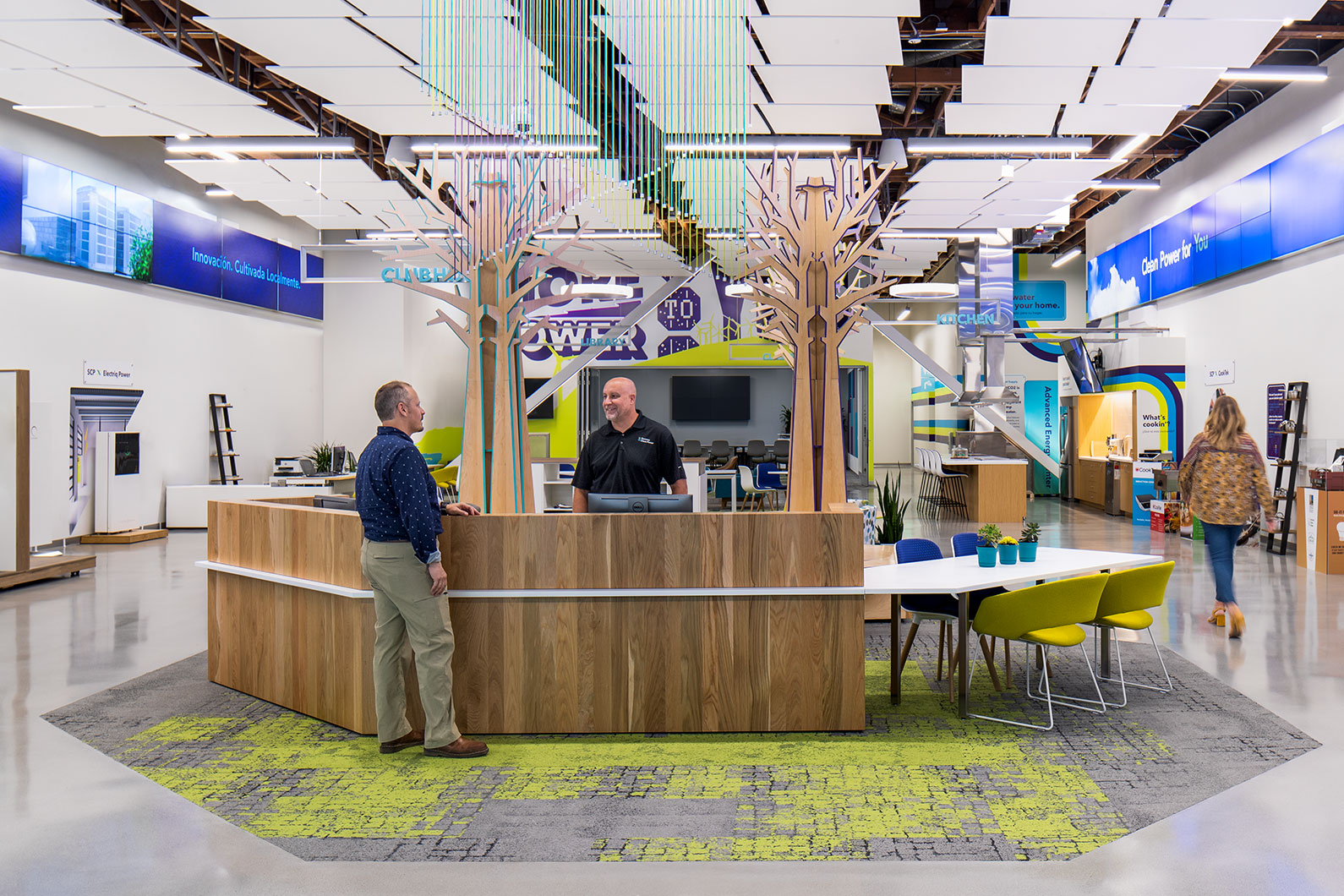 Reception desk at Advanced Energy Center showroom