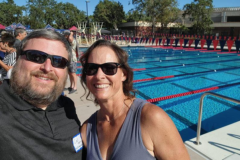 TLCD Principal Carl Servais with SRJC Head Swim Coach Jill McCormick