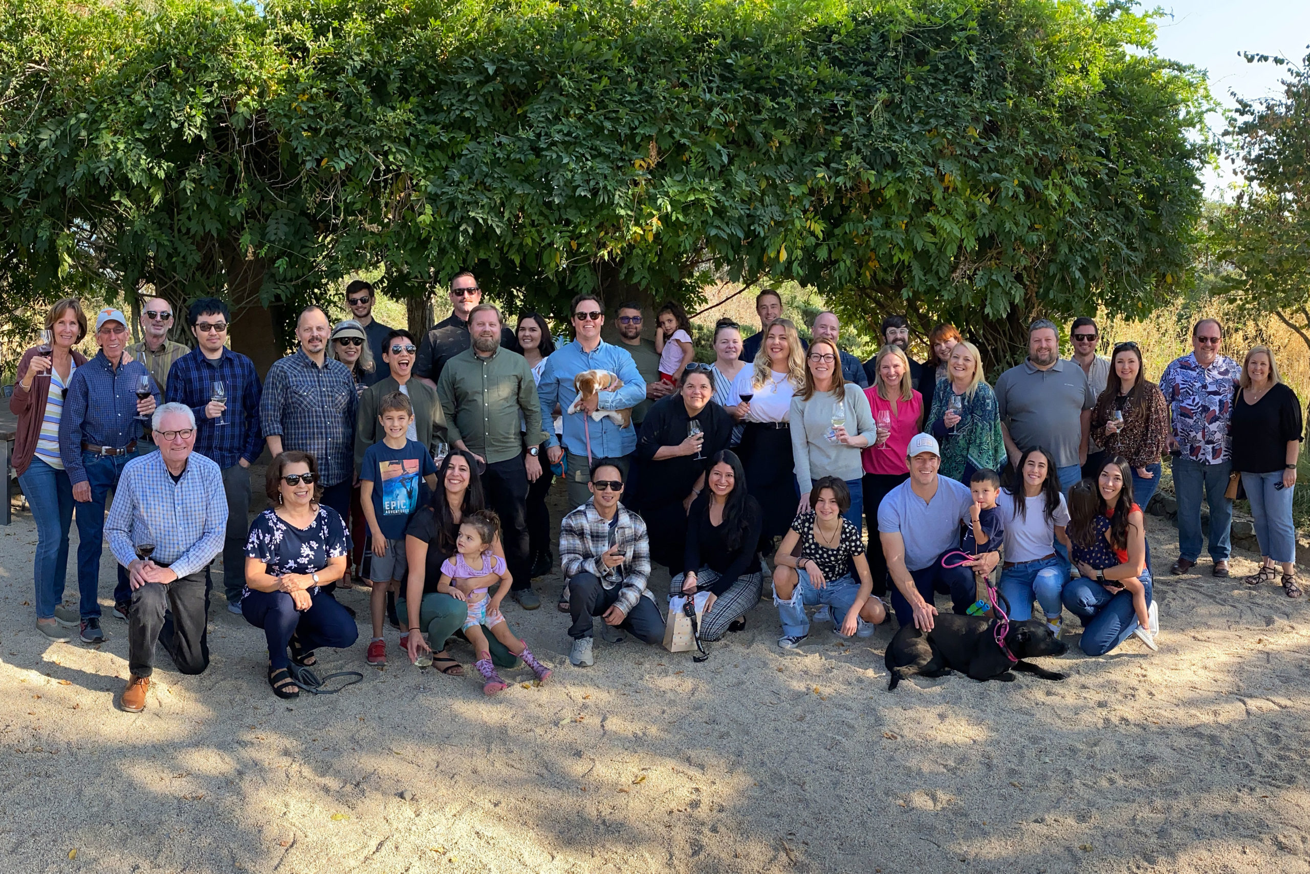 Group photo of TLCD staff at company picnic Matanzas Creek winery