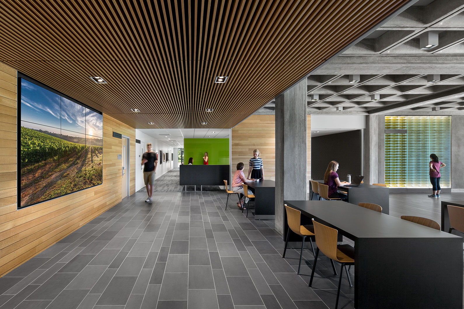 Students inside Wine Spectator Learning Center at Sonoma State University