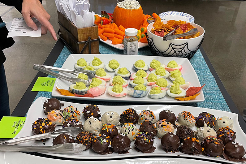 Halloween inspired food on trays