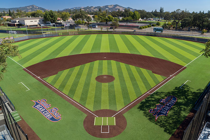 Aerial view of baseball field at Santa Rosa Junior College