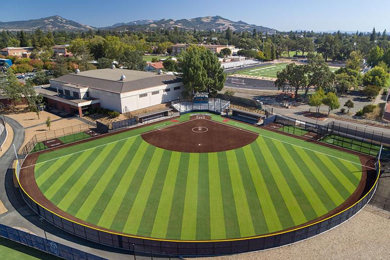 Aerial view of Santa Rosa Junior College softball field