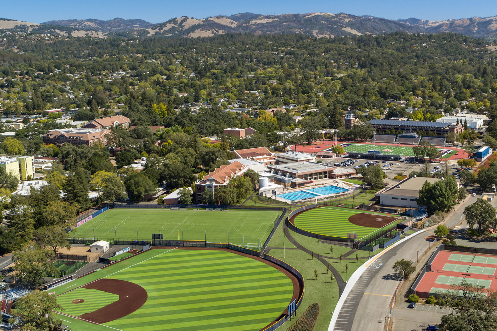 Aerial view of Athletics Complex at Santa Rosa Junior College