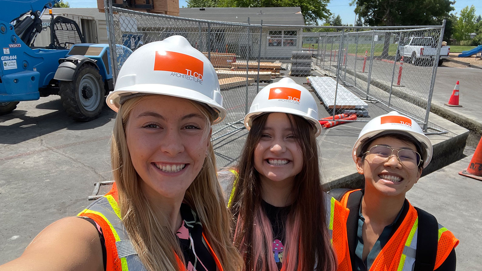 Summer interns at job site with TLCD Architecture