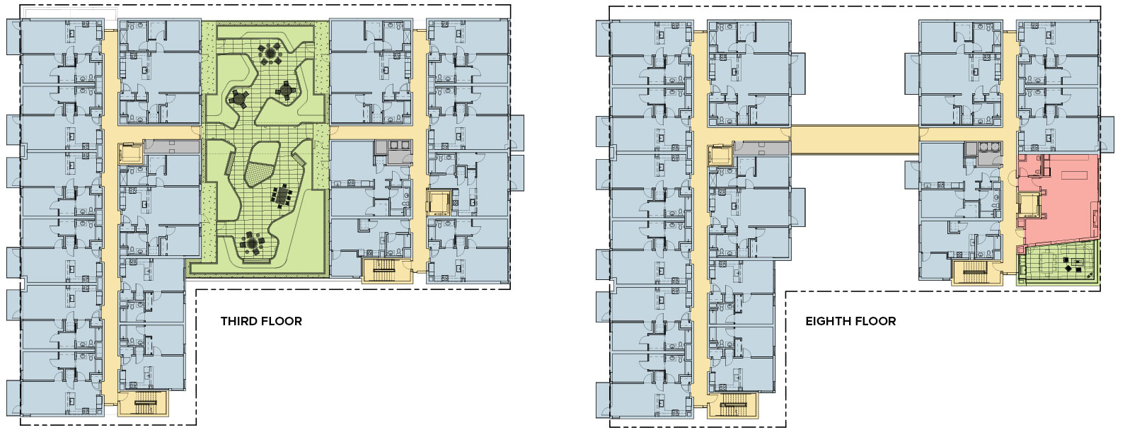Floor plans for 3rd and 8th floors of 425 Humboldt Street, Santa Rosa, CA