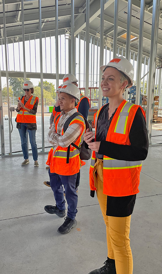 TLCD staff inside Construction Training Center under construction