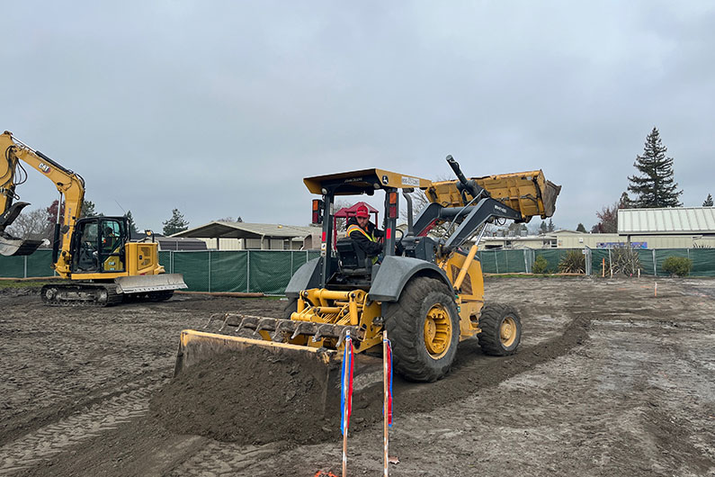 Photo of tractors grading new classroom building at Manzanita Elementary School in Santa Rosa, CA