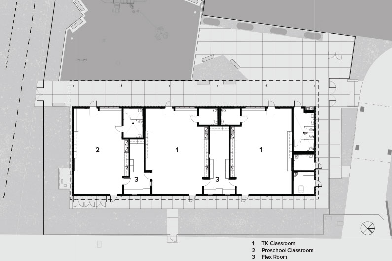 Floor plan diagram showing the new classrooms building at Manzanita Elementary School in Santa Rosa, CA