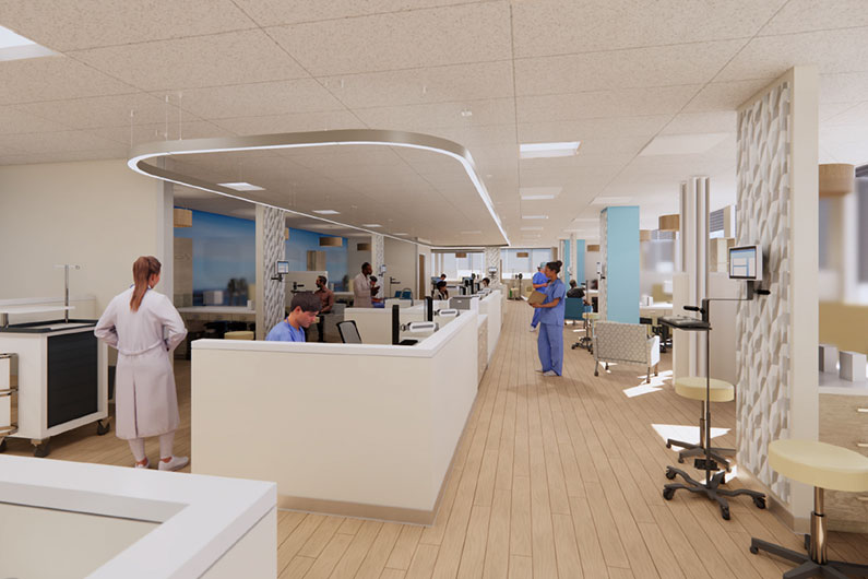 Rendering of Kaiser Santa Rosa Oncology Expansion nurses station