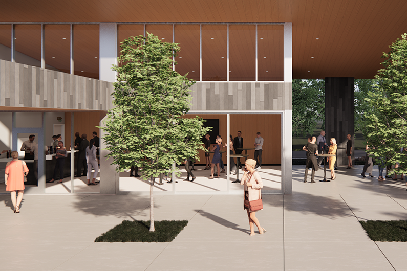 Rendering of entry and courtyard to Wine and Hospitality Training Center
