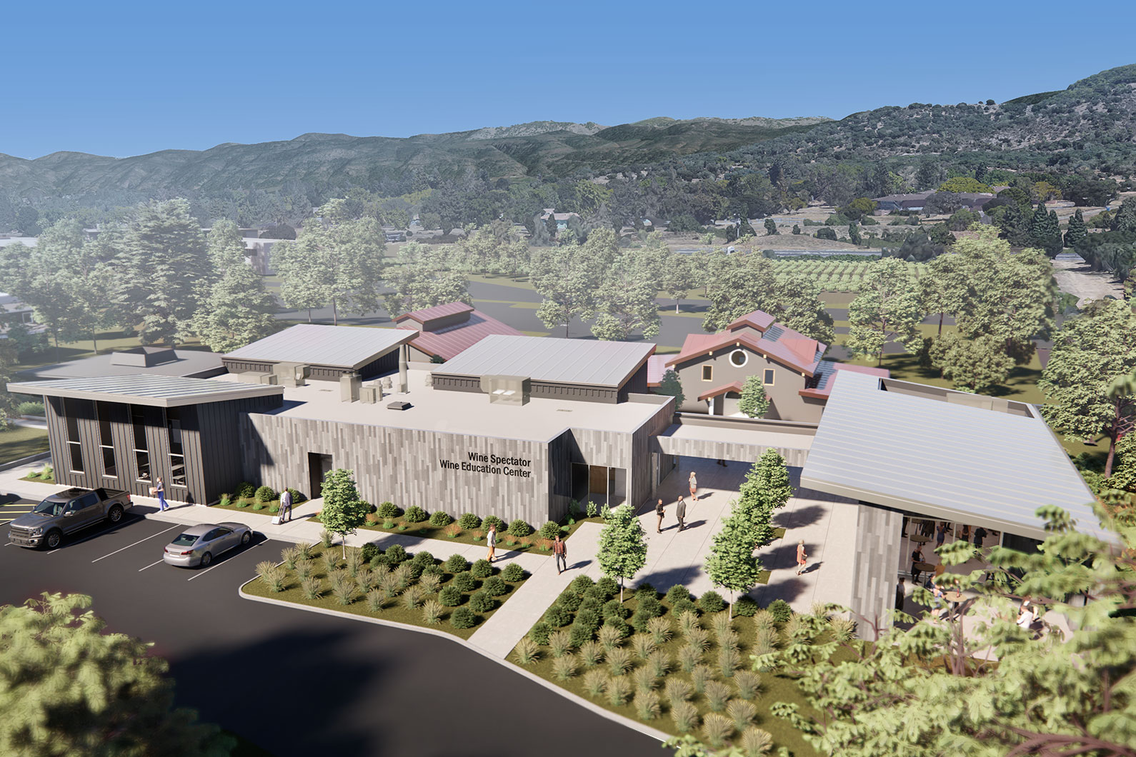 Aerial rendering of Napa Valley College Wine Spectator Wine Education Center