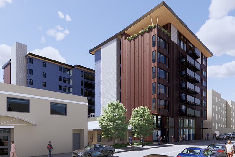 Architectural rendering on 420 Humboldt Street concept design - Multifamily Architecture