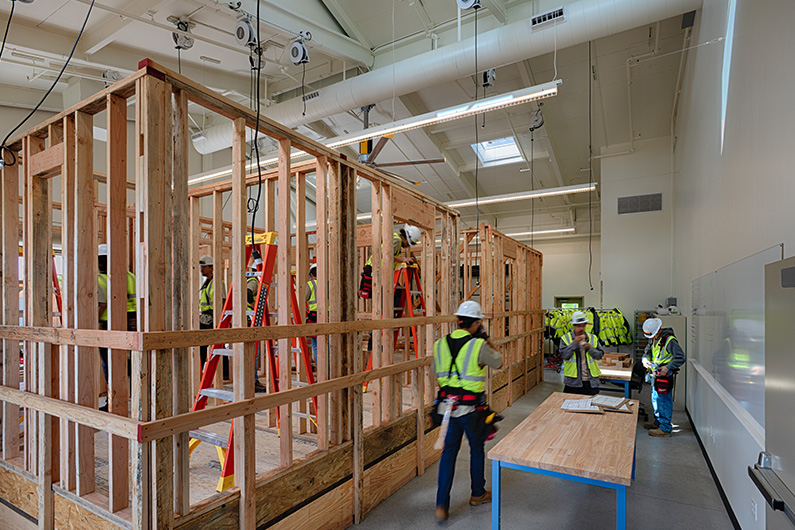 SRJC students working on wood framing lab