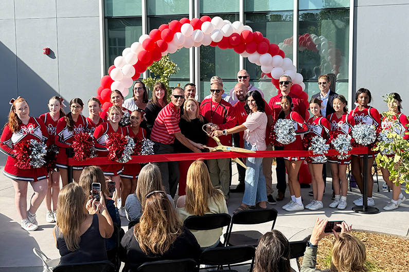 Photo of ribbon cutting for new classroom building at Montgomery HIgh School in Santa Rosa