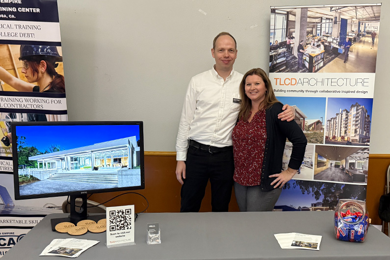 Matthias Schwarz and Erin Douglas at high school career fair