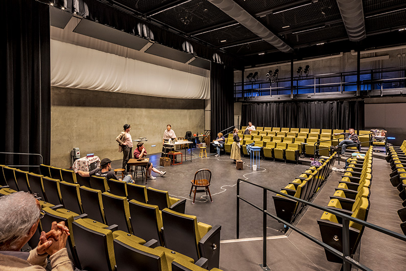 Black box theater for smaller performances with people on stage